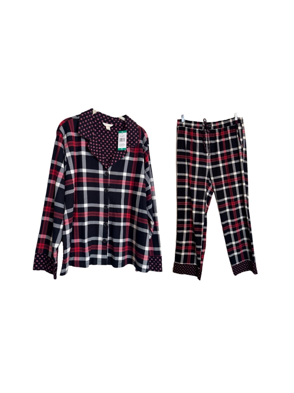 Vera Bradley Women's 2-Piece Long Sleeve Notch Collar & Pant PJ Set Red Size XL